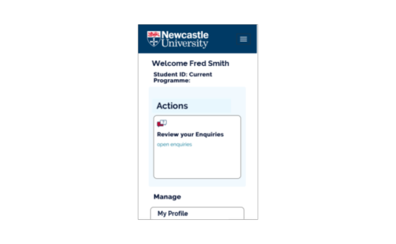 Student Portal example from a mobile view